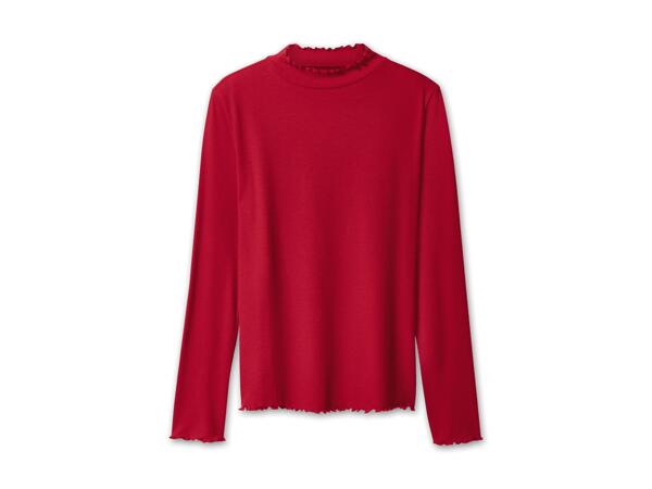 Damen Geripptes-Langarmshirt
