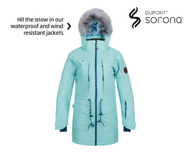 Women's Snowboard Jacket - Aqua with Fur