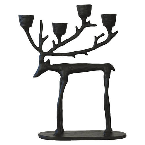 Reindeer Shaped Candleholder, Black