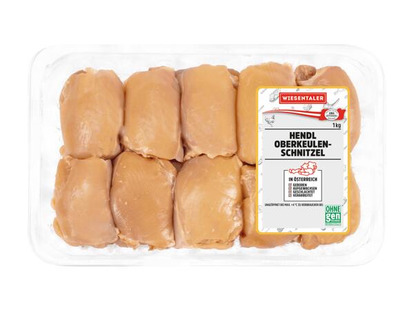 Frische Maishendl Oberkeulenschnitzel
