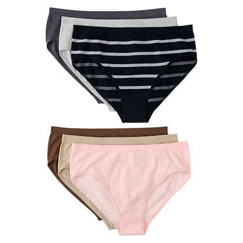 6 Pack Ladies Seamless Hipster, L