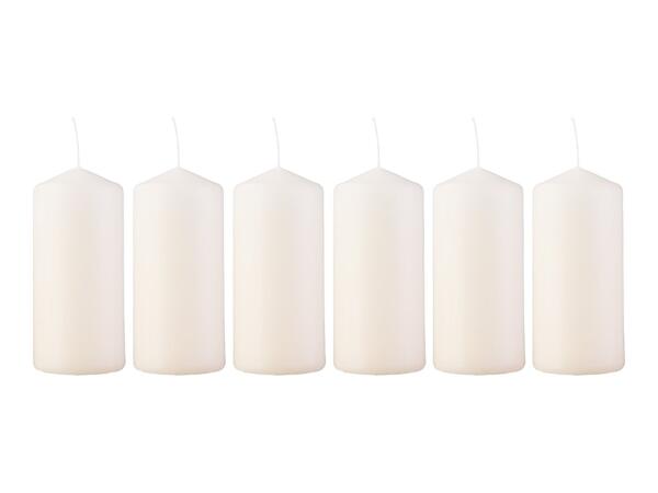 Livarno Home White Small Pillar Candles - 6 Pack