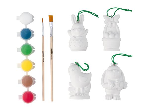Crelando Paint Your Own Easter Decorations - 12 Piece Set - Easter Bunnies and Chick