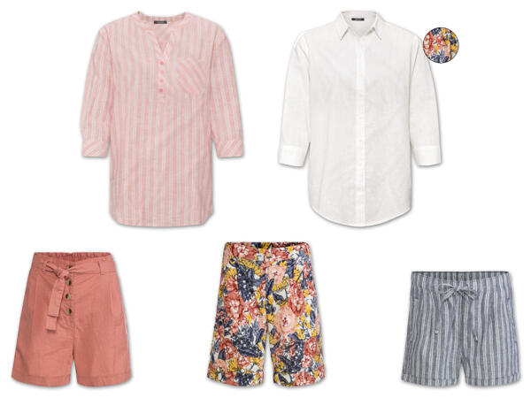 Damen Leinenshorts und Leinenbluse