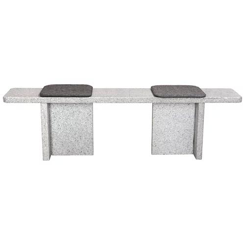 NOUVEL Rechteckiger Granittisch mit Sitzbank "Morcote", 160 x 75 cm