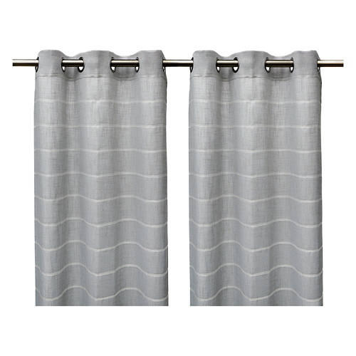 37" X 84" Sheer Curtain Pair - Gray Stripe, 2 pack