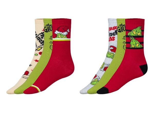 Dámské / Pánské ponožky Grinch, 3 páry
