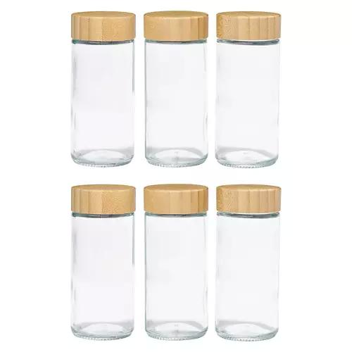 12 Piece Round Spice Jars with Bamboo Lid