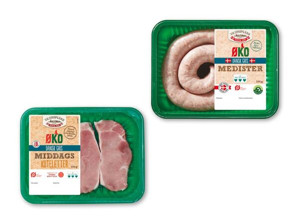 Dansk økologisk medister eller middagskoteletter
