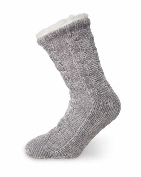 Ladies' Grey Chenille Socks 4-8