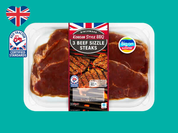 Birchwood 3 Korean-Style BBQ British Beef Sizzle Steaks