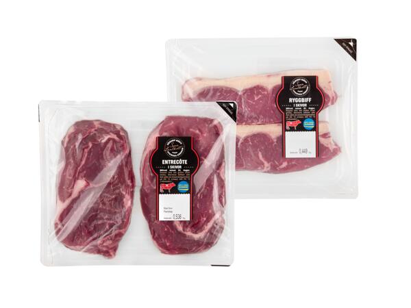 Färsk Entrecote-/ ryggbiff i skivor