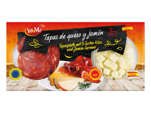 Tapas de queso y jamón