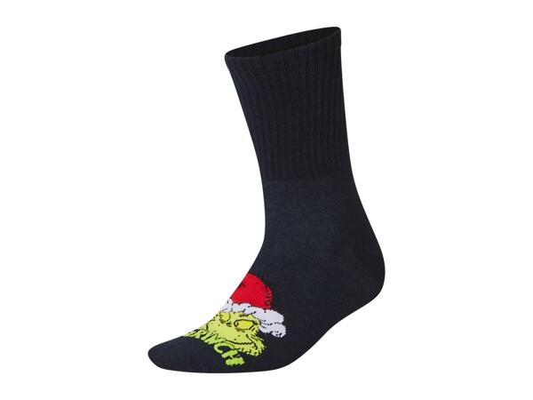 Adults' White/Navy/Grey Grinch Socks - 3 Pairs