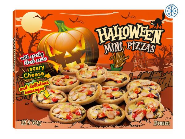 Halloween Mini Pizzas with Sausage and Black Sauce 12 pack