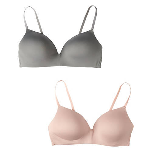 2 Pack Ladies Soft Bra - Gray/Pink, L