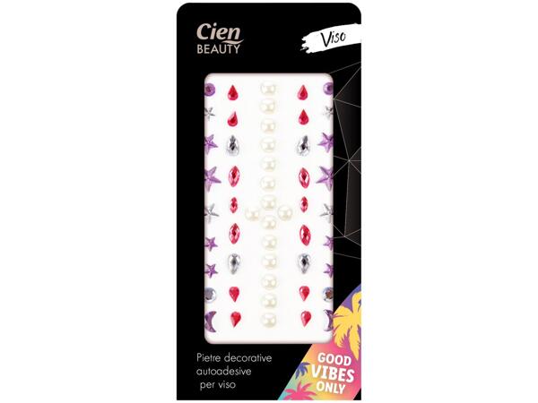 Clip-in hair tinsel, self-adhesive face jewels, stick-on tattoos or self-adhesive nail stickers