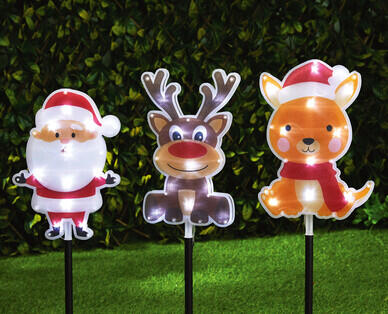 LED Solar Character Stake Lights 3pk