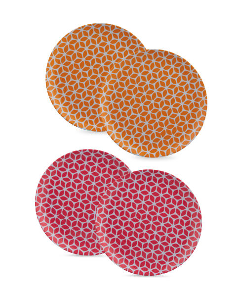 4 Pack Side Plate Orange and Pink