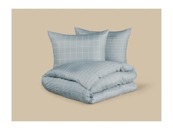 Blue Microfibre Satin Duvet Cover Set - Double