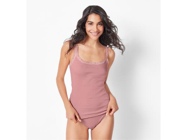 Ladies' Ribbed Vest Tops With Lace, 3 pieces
