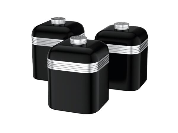 Retro Set of 3 Canisters Black