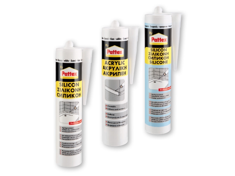 PATTEX Acrylic Sealant, White & Transparent Silicone