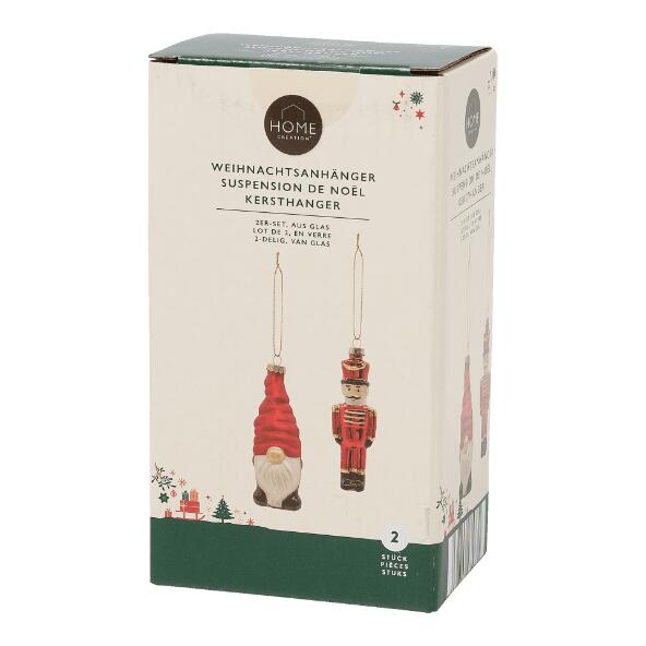 HOME CREATION(R) 				Glas-Weihnachtsanhänger, 2 oder 3 St.