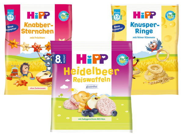 HIPP Knusper-Ringe/Knabber-Sternchen/Reiswaffeln oder Hirse-Kringel