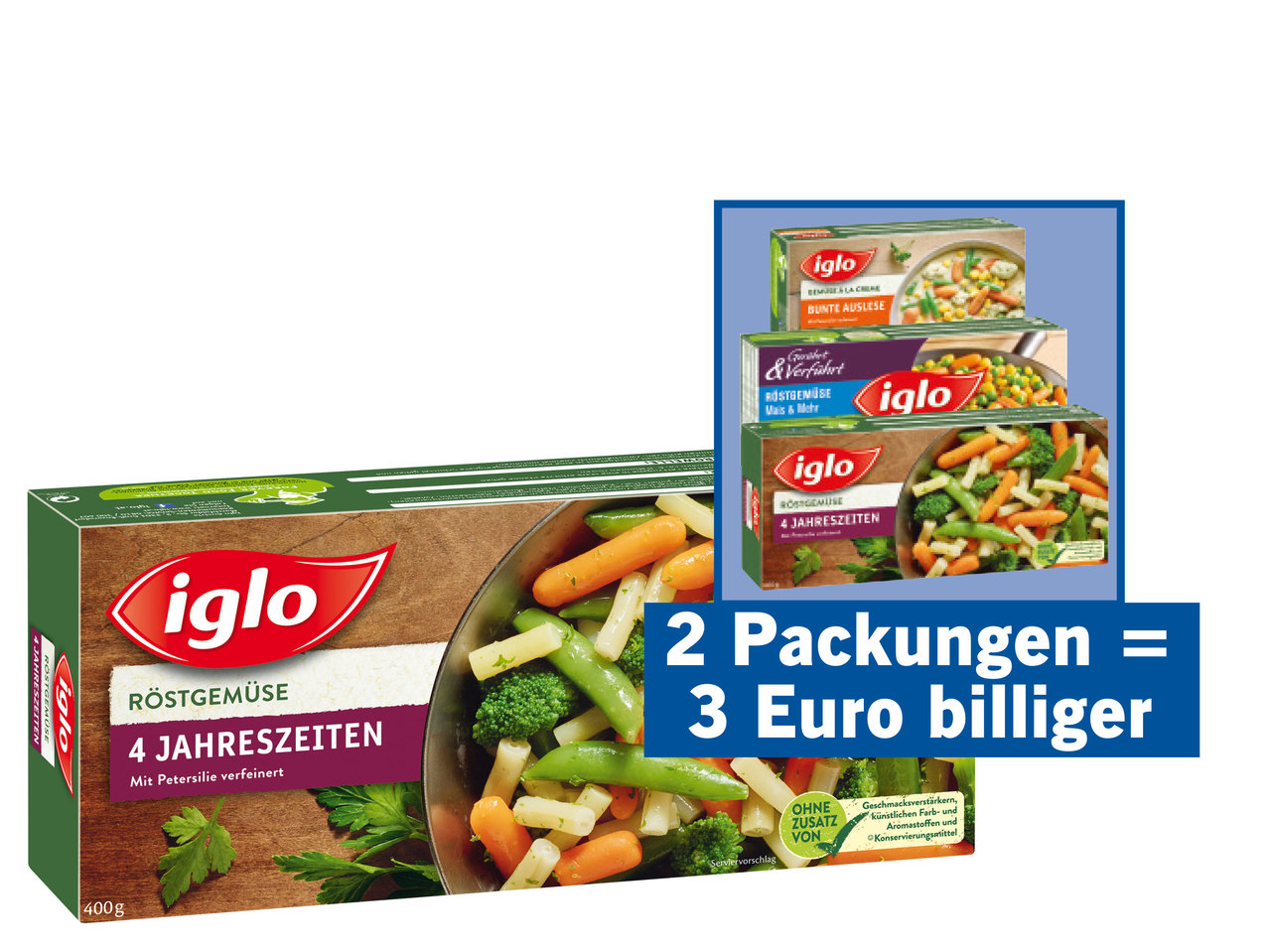 IGLO Röstgemüse/Gemüse à la Crème