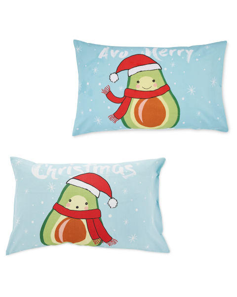 Avocado Christmas Pillowcase Pair