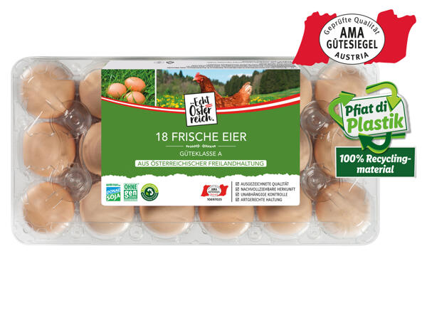 Eier aus Freilandhaltung 15 Stk. + 3 Stk. gratis