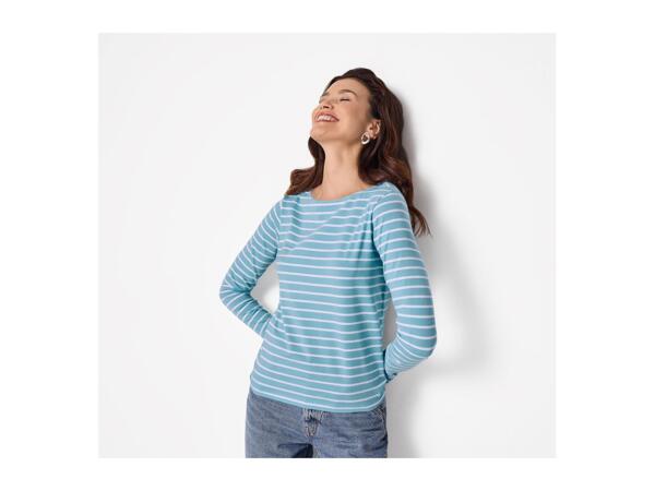 Esmara Ladies' Blue Striped & Navy Long Sleeve Tops - 2 Pack