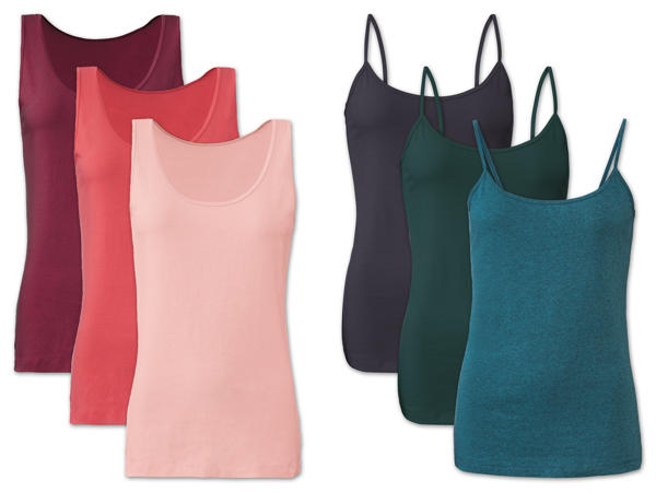 ESMARA LINGERIE(R) Damen Achsel-/ Spaghettiträgerhemd, 3 Stück