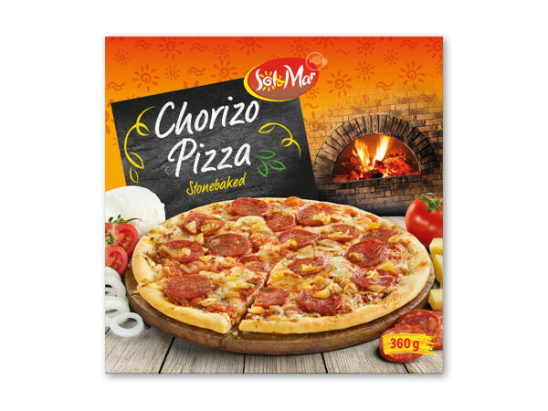 Stenovnspizza med chorizo