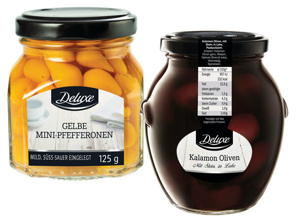 Kalamon Oliven oder Mini Pfefferoni