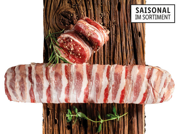 Frisches Schweinefilet im Speckmantel