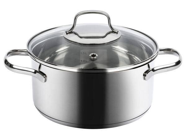 Stainless steel pan with glass lid ø 20cm