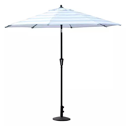 9' Long Aluminum Umbrella - Striped Baby Blue