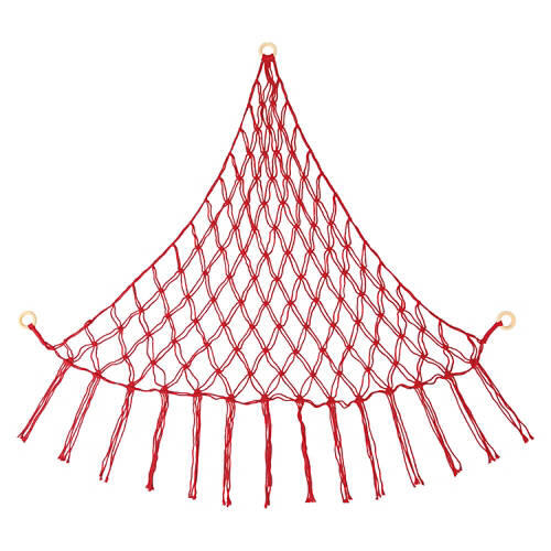 Triangular Shaped Boho Net Hammock, Red