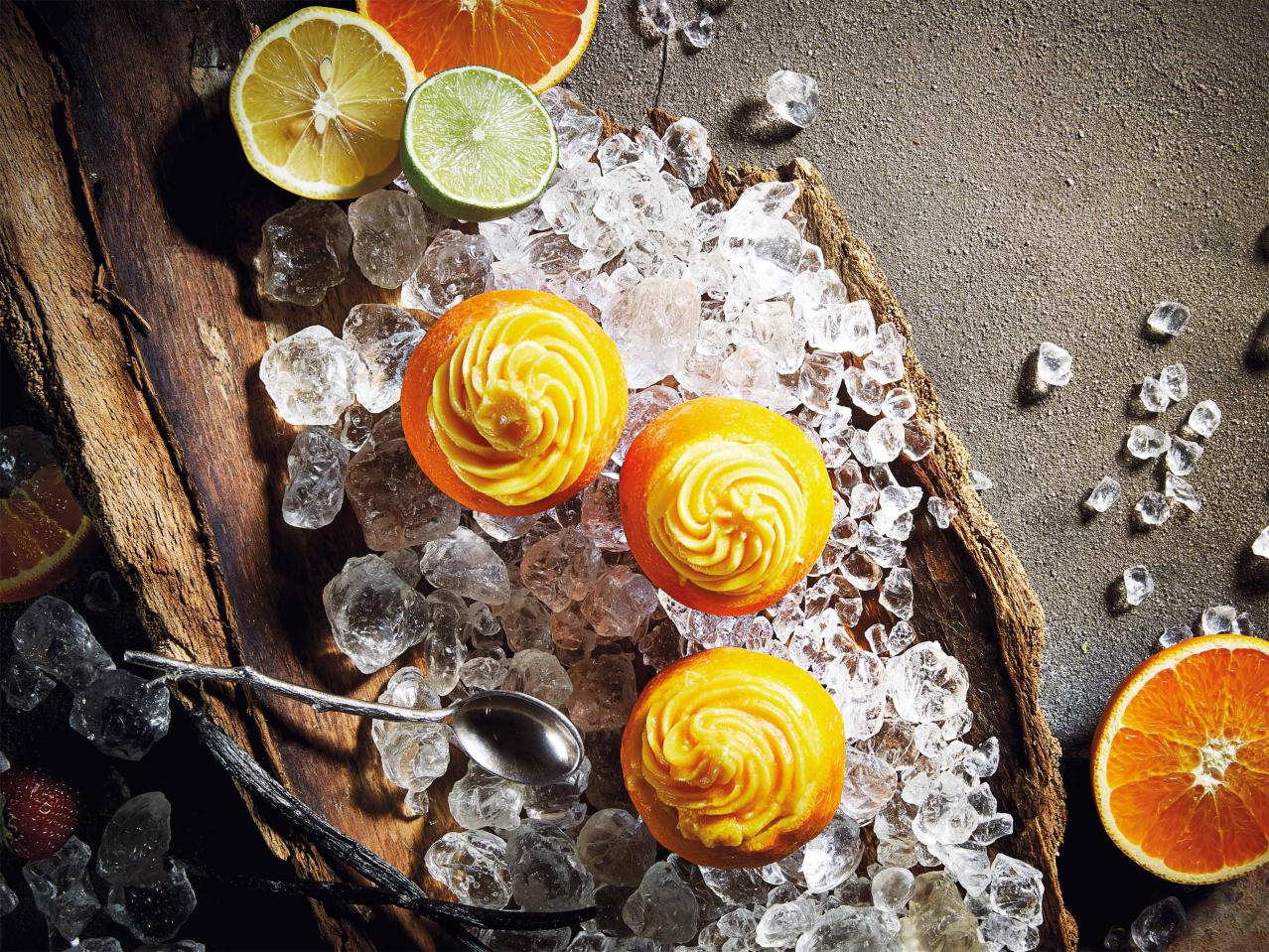Fruta helada naranja