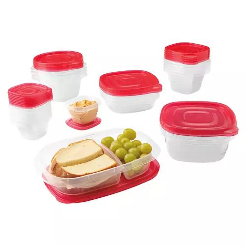 50 Piece Food Storage Containers - Red Lid