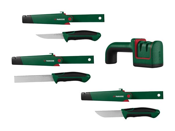 Aiguiseur pour haches et couteaux/​assortiment de couteaux