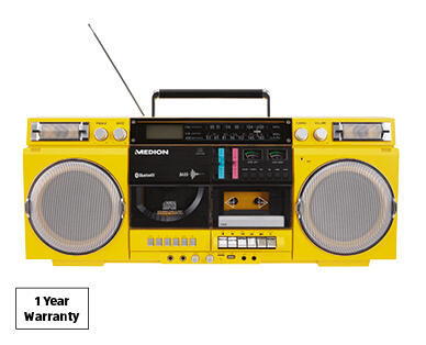 80's Bluetooth Boombox with Cassette and CD Player – Yellow or Blue
