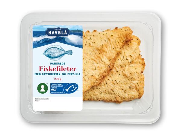 HAVBLÅ Lakse- og torskefars, mørk­sejfilet eller panerede fiskefileter