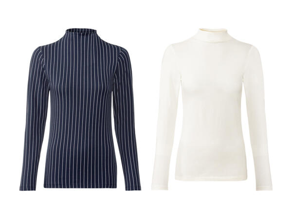 ESMARA(R) Langærmet bluse/ rullekravebluse 2-pak