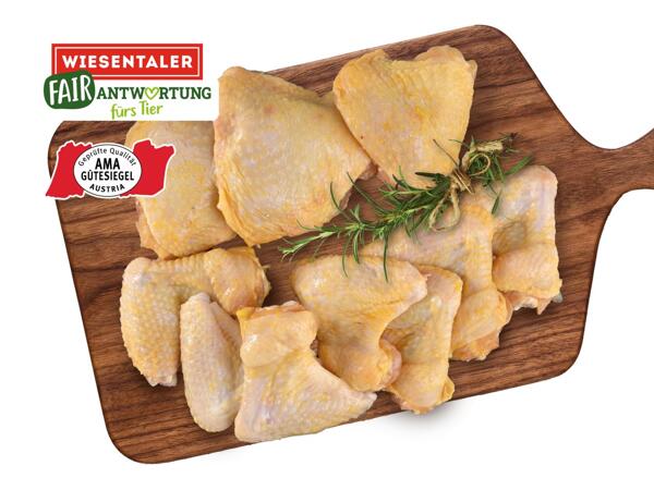 Frische Tierwohl Maishendl Oberkeulen oder Flügerl