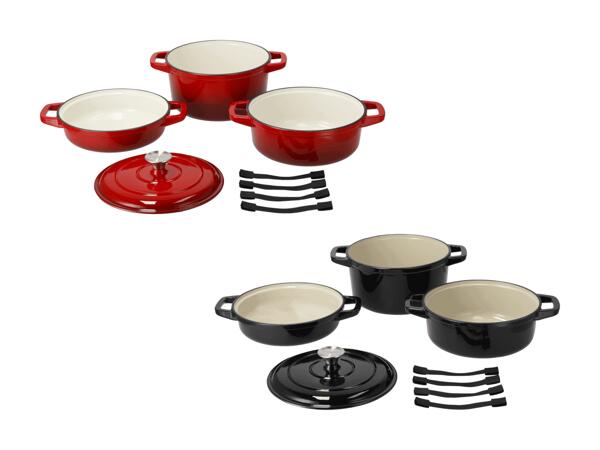Set de casseroles en fonte premium, 3 pièces