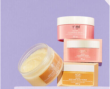 Lacura Glow Cleansing Balm 90g or Glow Body & Scalp Scrub 250g