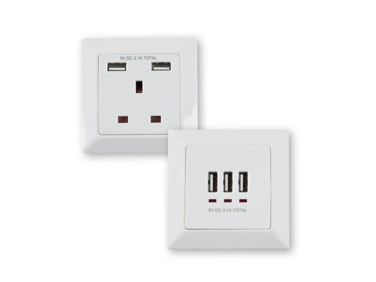 POWERFIX Socket with USB Outlet/2 USB Ports